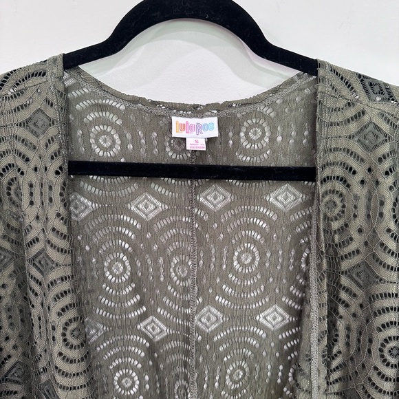 LuLaRoe Shirley Kimono Lace Cardigan Olive Green Color -
Size Small - Picture 3 of 6